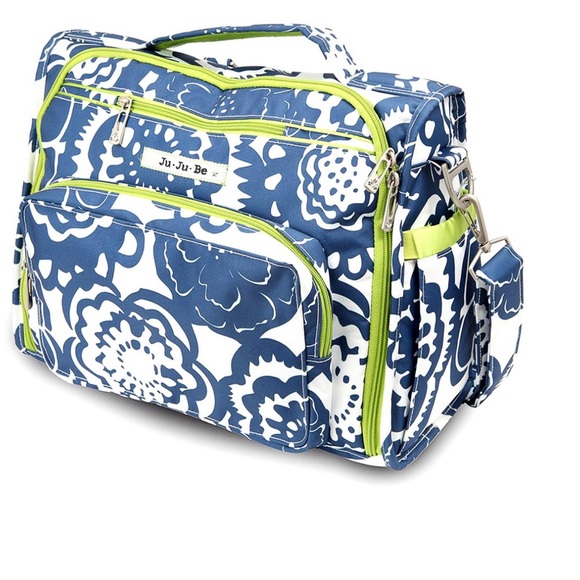 JuJuBe BFF Cobalt Blossom Diaper Bag, Changing Pad and Paci Pod